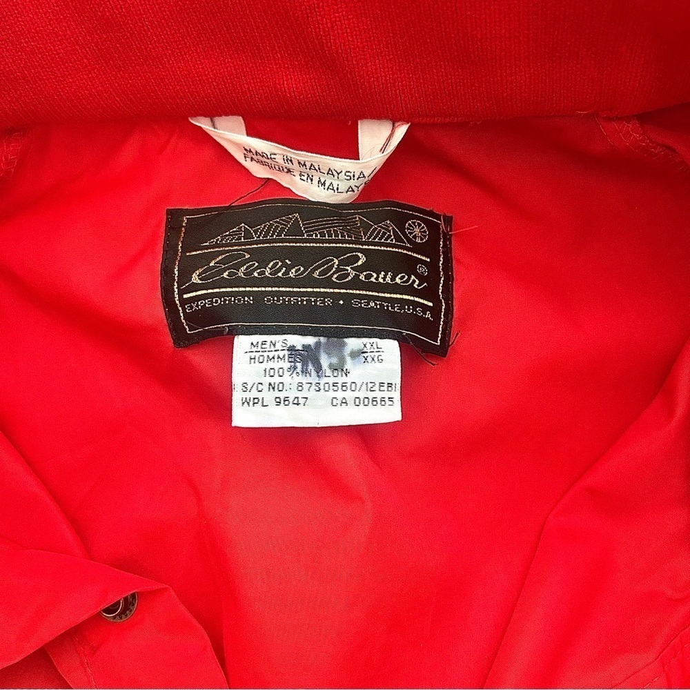 Red Snap Nylon Jacket Sporty Pullover Vintage Windbreaker Coat Primary Size XXL - Picture 14 of 15